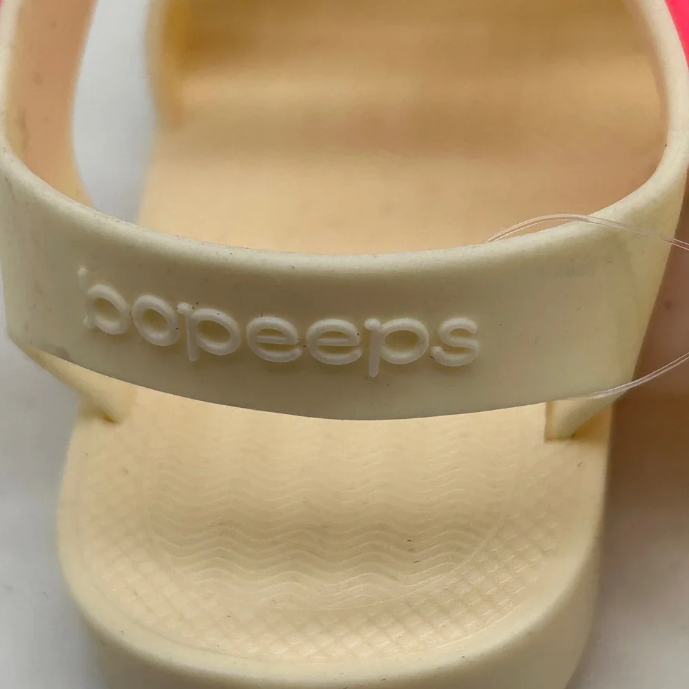 Bopeeps Girls Jelly Sandals Cream Pink Cage Rubber Shoes Toddler Size 8 US